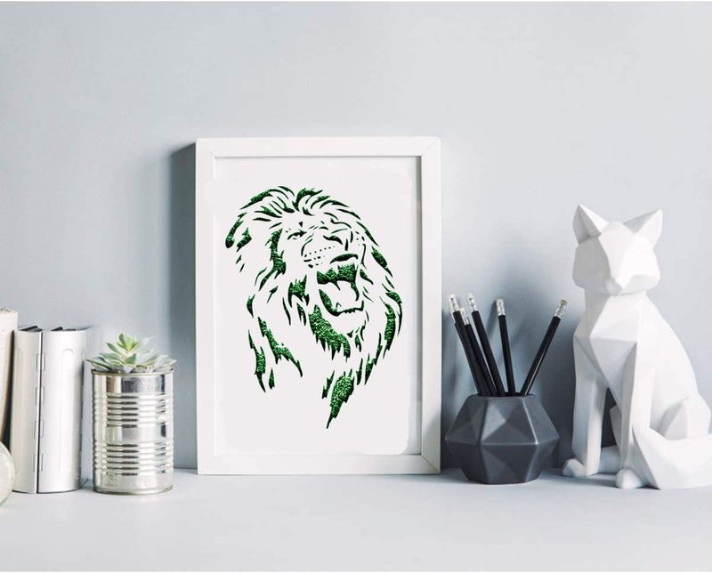 OBUY Lion Deer Tiger Wolf Whale Horse Animal Stencils for Painting on Wood, Fabric, Walls, Airbrush + More | Reusable Mylar Template (Lion) - Image 3